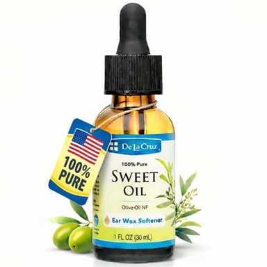 De La Cruz Ear Wax Remover and Earwax Softener, 100% Pure Sweet Oil for ears, Gentle and Natural Ear Oil - 1 Fl OZ