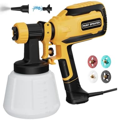 Paint-Sprayer, 700W HVLP Spray Gun with Cleaning & Blowing Joints, 4 Nozzle Sizes & 3 Spray Patterns, Easy to Clean, for Furniture, Cabinets, Decks, Walls, Doors, DIY Projects, etc.