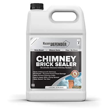 MasonryDefender Chimney Brick Sealer, Clear Water-Based Siloxane Sealer - Breathable Waterproofer For All Exterior, Vertical Masonry Surfaces - 1 Gal