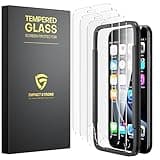 ImpactStrong Shatterproof Tempered Glass Screen Protector for iPhone 8/7 / 6s / 6 [Easy Installation Frame] [Bubble Free] [9H Hardness] [Full Coverage] Case Friendly, 4.7 Inch - (3-Pack)