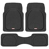 Motor Trend FlexTough Floor Mats for Cars, Black Deep Dish All-Weather Mats, Waterproof Trim-To Fit Automotive Floor Mats for Cars Trucks SUV, Universal Floor Liner Car Accessories