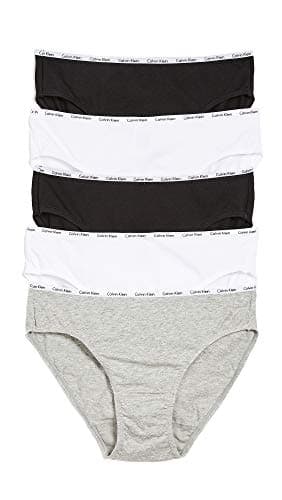 Calvin Klein Women's 5 Pack Cotton Stretch Logo Bikini, Black/White/Grey Heather, Small