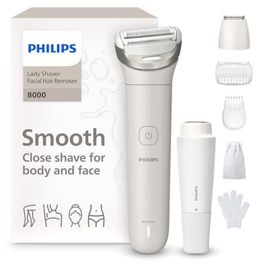 Philips Lady Shaver Series 8000 - Cordless, Wet & Dry Electric Shaver, 3-Blade Shaving System, Flexible Shaving Head, LED Light, for Face, Legs, Body & Bikini, 100 Mins. Runtime, Model BRL159/00