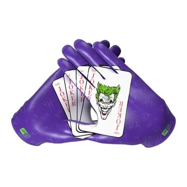 Phenom Elite Classic “The Joker” Football Gloves – VPS5 | Purple DC Edition | Lightweight, Super Sticky Receiver Gloves for Adults & Kids (Large)