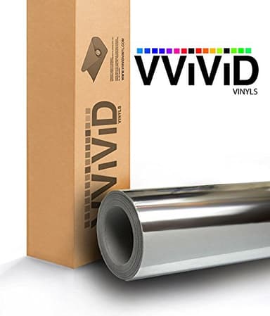 VViViD Gloss Chrome Silver Vinyl Wrap Adhesive Film Roll Air Release DIY Sheet (1.5ft x 5ft)
