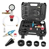 Coolant Vacuum Refill Kit Time-saving Vacuum Coolant Refill Kit Well-sealed Cooling System Vacuum Purge & Refill Kit with Pressure Gauge, 5 Sizes Adapters, Long Coolant Filling Hose for All Vehicles