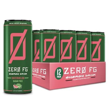 ZERO FG Sugar Free Energy Drink, Watermelon, 140mg Natural Caffeine, Taurine, B-Vitamins, L-Carnitine, No Sugar, No Artificial Colors or Flavors, 12 fl oz (12 Pack)
