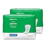 Amazon Basics Men's Incontinence Guards, Maximum Absorbency, 104 Count, (2 Packs of 52)