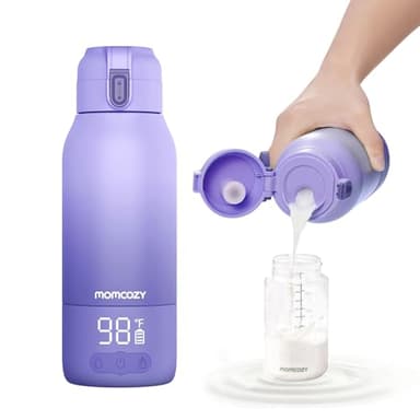 Momcozy Portable Milk Warmer for Travel – Dual Heating Modes for Breast Milk & Water, Portable Bottle Warmer with Fast Heating & Long Battery Life, 17 Ounces Large Capacity, Purple