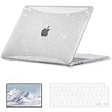 EooCoo Case Compatible with MacBook Air 13 inch 2025 2024-2022 Release M3 M2 A3113 A2681, Glitter Hard Shell&Keyboard Skin Cover&Screen Protector for Mac Air 13.6 inch Case, Sparkly Clear