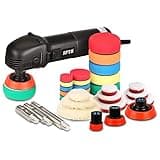 SPTA Mini Polishing Machine Buffer Rotary Polisher Auto Detailing Superpolish with 27Pcs Detail Polishing Pad Mix Size Kit Buffing Pad and 75mm ,100mm,140mm M14 Thread Extension shaft