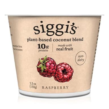 siggi's Plant-Based Coconut Blend, Raspberry, 5.3 oz. Cup – Single Serving Dairy Free Snack, More Protein Than Sugar