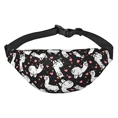Alpaca Llama Large Crossbody Fanny Pack Belt Bag With 3 Zipper Pockets, Gifts For Sports Festival Workout Traveling Running Casual Hands Free Waist Pack Wallets Phone Bag