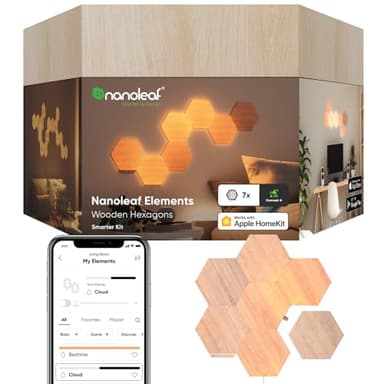 nanoleaf NL527005HB7P Elements Wood Look Smarter Kit (7 Panels)