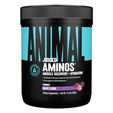 Animal Juiced Amino Acids - BCAA Powder EAA Matrix Plus Hydration with Electrolytes and Sea Salt Anytime Recovery and Improved Performance, Grape Flavor, 30 Servings