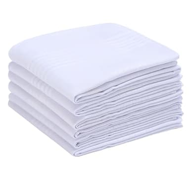 Ygreato Men's Handkerchiefs 16 inches, 100% Cotton Handkerchiefs for Men, 6 Pack Soft White Hankies for Men