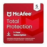 McAfee Total Protection 5-Device 2025 | 1-Year Subscription with Auto-Renewal | Security Software Includes Antivirus, Secure VPN, Password Manager, Identity Monitoring | Download