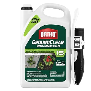 Ortho GroundClear Weed & Grass Killer with Comfort Wand – Kills Dandelions, Chickweed, Crabgrass, Moss & More – OMRI Listed, Ready-to-Use Spray, 1 gal.
