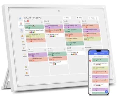 Digital Calendar with Touch Screen - 10.1 Inch Wall-mounted Smart Electronic Planner with Third-Party Calendar Sync, Chore Tracker, Meal Plan & Photo Display, Gifs for Mom