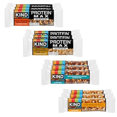 KIND Protein MAX and ZEROg Added Sugar Bundle Pack, High Protein Bars, Keto Snacks, (6) Protein MAX (6) Zero Added Sugar Bars, 4 Flavors, 12 Count Pack