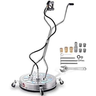 Tool Daily 24" Pressure Washer Surface Cleaner Attachment with Dual Handles, Stainless Steel Driveway Cleaner for Power Washer with Wheels, Pressure Wash Concrete, 4500 PSI