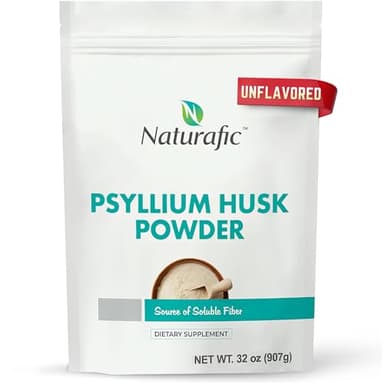 Naturafic Psyllium Husk Powder Unflavored – Digestive Fiber Supplement for Bowel Regularity & Gut Health – Non-GMO, Gluten-Free, Vegan, Keto Friendly – 32oz