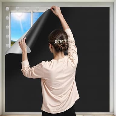 100% Black Out Window Cover Portable Blackout Shades Adhesive Thermal Blackout Blinds No Drill Guard Blind for Window Shades Temporary Room Home 40" x 57" Darkening Shades for Skylight RV Dorm