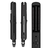 3 in 1 Heated Styling Brush: Hair Straightener, Crimper and Anti-Frizz Hot Brush for Smooth, Styled Hair - Electric Flat Iron, Black