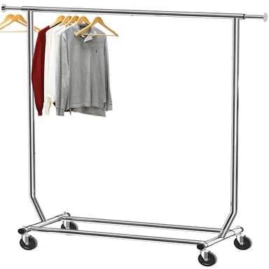 Simple Houseware Supreme Commercial Grade Clothing Garment Rack, Holds Up to 250 lbs, 50 to 75 Inches Extendable Rod, Chrome