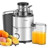Juicer with 800W Motor, GDOR Juicer Machine with 3” Feed Chute, Dual Speeds Juice Maker for Fruits and Veggies, Anti-Drip Function, Include Cleaning Brush, BPA-Free, White