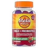 Metamucil Fiber Supplement Gummies with Probiotics for Bloating Relief, No Sugar Added Strawberry Kiwi BlackBerry Flavors, 5g Prebiotic Plant Based Fiber Blend, 90 Count