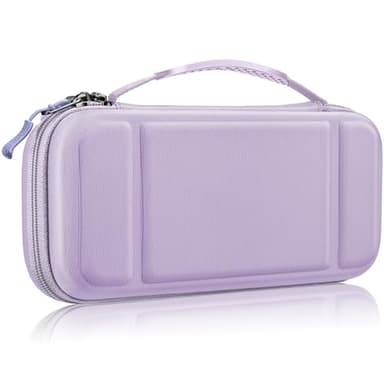 Fintie Carrying Case for Nintendo Switch OLED Model 2021/Switch 2017, [Shockproof] Hard Shell Protective Cover Travel Bag with 10 Game Card Slots & Inner Pocket, Lilac Purple