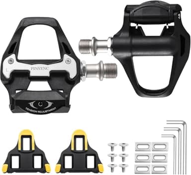 SPD SL Pedals, 9/16" Road Bike Pedals, Sealed Bearings & Nylon Clipless Pedals with Cleats Set Compatible with SPD SL System