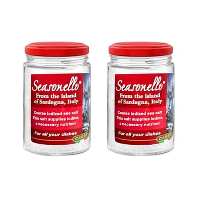 Coarse Sea Salt from Sardegna - Seasonello - (2 Pack) 10.58 oz - enriched with iodine