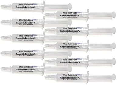 White Teeth Global 10 Syringes (3ml) New Strongest 44% Carbamide Peroxide Teeth whitening Gel (Mouth Trays NOT Included)