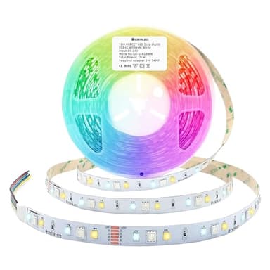GIDEALED 24V RGBWW LED Strip Lights 32.8ft,RGB+Cool White Warm White 2700K~6000K,6 Wires RGB CCT LED Light Strip for Bedroom Decoration Ambiance Lighting,Only RGBCCT LED Strip Light 10m