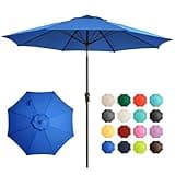 Ayge 9FT Large Outdoor Patio Umbrella Market Table Umbrella-UV Resistant, Easy Push Button Tilt and Crank, 8 Sturdy Fiberglass Ribs Heavy-Duty Pool Umbrella for Deck, Backyard,Garden, Yard,Blue