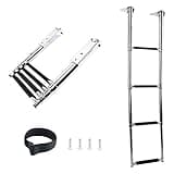 DasMarine 4 Step Pontoon Boat Ladder, 316 Stainless Steel Telescoping Extendable Dock Ladder, 900 Pound Capacity Folding Dive Ladder for Marine Yacht/Swimming Pool (Standard Width, 4 Step)
