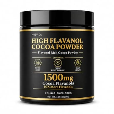 High Flavanol Cocoa Powder, 1500 mg Flavanols & 10X Concentrated Cocoa Extract with 600mg Epicatechin, Supports Heart Health, Nitric Oxide & Energy – Used To Relieve Afternoon Fatigue