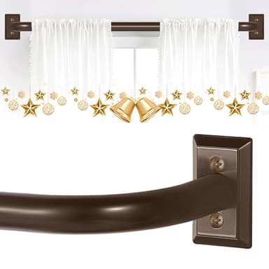 TVWOO Bronze Wrap Around Curtain Rods 48 to 90":Blackout Adjustable Window Curtain Rod,Room Darkening Heavy Duty Curved French Metal Single Drapery Pole for Bedroom Kitchen Easy Install,Antique Bronze