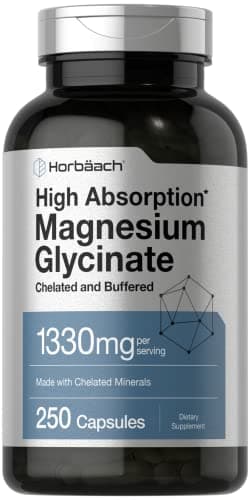 Horbaach Magnesium Glycinate 1330mg | 250 Capsules | Buffered with Chelated Minerals | 240 mg per Serving | Non-GMO, Gluten Free Supplement