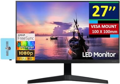 Samsung 27" Computer Monitor (2026 Latest Model) - FHD 1080p Display, 75Hz, AMD FreeSync, HDMI, 3-Sided Border-Less, Ideal for Home & Business, Dark Blue Gray w/DKZ USB Port Expander