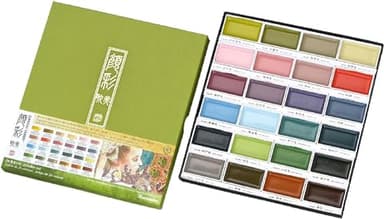 Kuretake GANSAI TAMBI Watercolor Paint Set 24 Colors II - Art nouveau, Professional-quality art supplies for artists adult painting aketching, Non-Toxic, Made in Japan