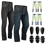 Hive Moto Mens Motorcycle Kevlar Jeans Motocross Protective Denim Pants Reinforced Hip and Knee Safety CE Removable Armor (US, Waist Inseam, 44, 30, Blue)