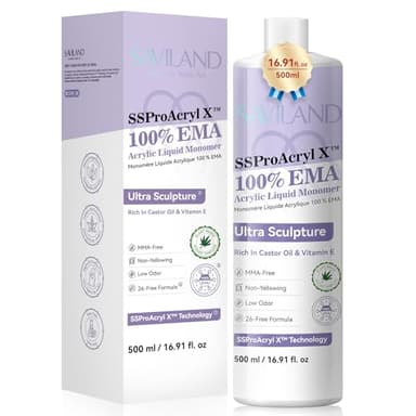 SAVILAND SSPro X Pure EMA Monomer Acrylic Nail Liquid: 500 ml 16.91 fl. oz Acrylic Liquid Low Odor Non-Yellowing Nail Monomer for Acrylic Powder Nail Extension DIY Home