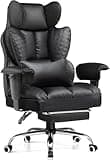 COMHOMA Big and Tall Office Chair 400LBS Wide Ergonomic Gaming Chair with Deluxe Embossing Designed Leather with Foot Rest,150°Reclining Adjustable Armrests Pocket Spring Back Support and Pillow