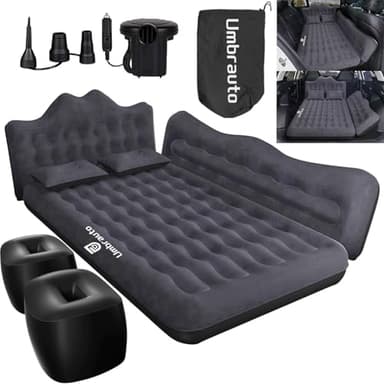 Umbrauto Inflatable Car Mattress Bed: SUV Camping Air Bed for Truck Backseat with Pump & Pillows, Car Sleeping Airbed for Van Back Seat