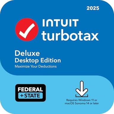TurboTax Deluxe Desktop Edition 2025, Federal & State Tax Return [Win11/Mac14 Download]
