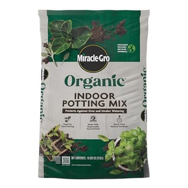 Miracle-GRO Organic Indoor Potting Mix, Protects Against Over and Under Watering, for Indoor Container Plants, Houseplants and Starter Plants, OMRI Listed, 16 qt.