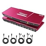 TESmart HDMI KVM Switch 2 Monitors 2 Computers 4K@60Hz, USB 2.0 Dual Monitor KVM Switch HDMI 2 Port, EDID Emulators, Hotkey & Button Switch, HDCP 2.2, Hot Plug, All Input Cables Included